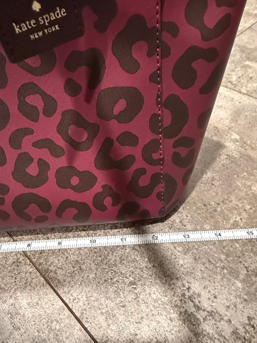kate spade Burgundy and Black Leopard Tote with Leather Trim - Picture 5 of 6